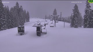 Heavy snow hits California mountains to end 2021 [upl. by Dibri]