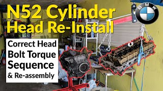 Installing The BMW N52 Cylinder Head  New Head Gasket amp Torque Sequence BMW N52 Rebuild Part 16 [upl. by Aihcila]