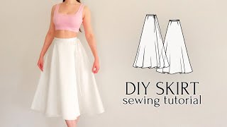 DIY Adjustable Midi Wrap Skirt  Sewing Pattern [upl. by Assela938]