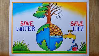 World Water Day drawing World Water Day poster drawing World Earth day Poster Save Earth drawing [upl. by Aleakim]