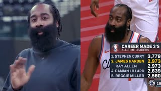 James Harden says hes 1st on 3PM list because Steph Curry doesnt count 😂 [upl. by Ursala477]