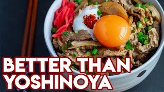 Gyudon Recipe  Yoshinoya Beef Bowl Recipe  Straight Up Eats [upl. by Lehacim]