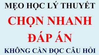 Mẹo Học Lý Thuyết Bằng Lái Xe Ô Tô B2  Chọn Nhanh Đáp Án [upl. by Yeldud]