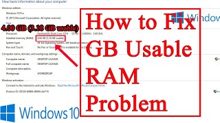 how to fix GB Usable RAM problem under 64bit in windows 10 [upl. by Gilberto]