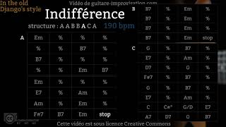 Indifférence 190 bpm  Gypsy jazz Backing track  Jazz manouche [upl. by Hardej]