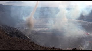 Video of vortex in Halema‘uma‘u crater Kīlauea summit eruption  June 7 2023 [upl. by Ardis281]