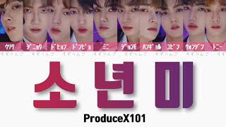 【ProduceX101】소년미 少年美Boyness〈かなるび歌詞日本語訳〉ファイナル デビュー評価 [upl. by Narton]