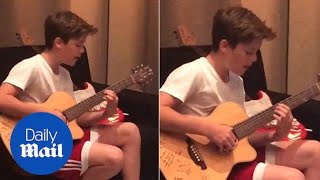 Cruz Beckham warms up his vocals with Justin Bieber hit [upl. by Hulbig]