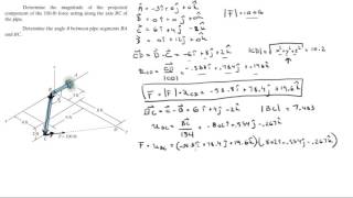 Determine the projected component and the angle between to vectors [upl. by Shama]