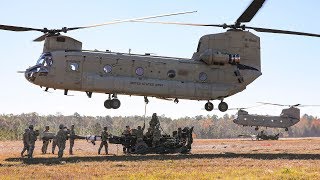 Lifting the M777 Artillery By CH47 Chinooks [upl. by Adlesirg310]