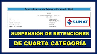 Suspensión de Cuarta Categoría  SUNAT [upl. by Ahseid]