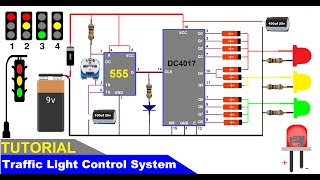 Traffic Light control system using 555 timer and cd4017 [upl. by Didi]