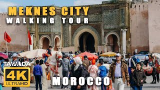 MEKNES city 2023 walking tour  Morocco 4K UHD [upl. by Aitnas]