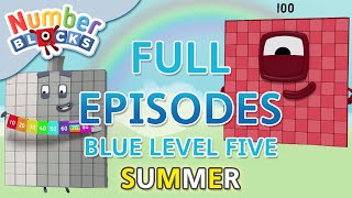 Numberblocks SummerLearning Numberblocks  Blue Level Five  Full Episodes 13 [upl. by Reddy]