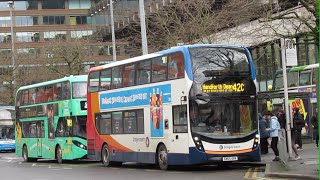 Buses amp Metrolink at Piccadilly Gardens Manchester  Winter 2022 [upl. by Nanor]