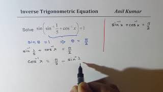 sinarcsin 15  arccos x  1 Inverse Trigonometric Equation NCERT 12 [upl. by Ocirderf]