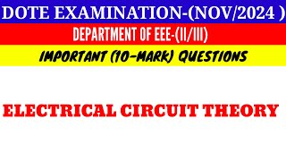 Electrical Circuit Theory Important 14 Mark Questions [upl. by Norah853]