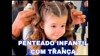 Penteado infantil com trança embutida lateral [upl. by Ivatts388]