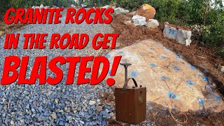 Granite rocks in the road get Blasted [upl. by Ihel]