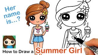 How to Draw a Cute Girl  Summer Art Series 7 [upl. by Rehctelf]