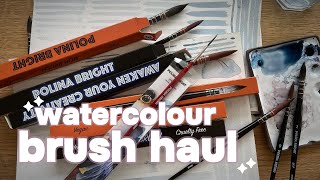 Watercolour paintbrush haul  Unboxing and testing Polina Bright brushes [upl. by Warren150]