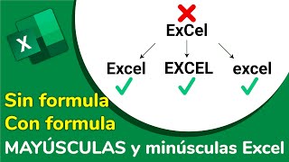 convertir texto en mayúsculas y minúsculas en Excel con formula y sin formula  fácil [upl. by Elahcar]