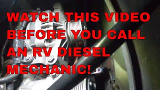 Diesel Pusher Motorhome Serpentine Belt removal and water pump Inspection [upl. by Anatsirhc]