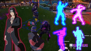 Itachi Uchiha Emote Battles In Party Royale [upl. by Edla]