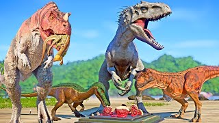 Jurassic World Camp Cretaceous Dinosaurs Fighting  Carnotaurus Toro Indominus REX Baryonyx amp Trex [upl. by Liebman]