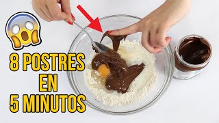 LOS 8 MEJORES POSTRES EN 5 MINUTOS  8 recetas FÁCILES Y RÁPIDAS [upl. by Ahc]