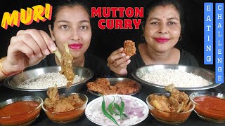 Laal Mutton Curry and Puffed Rice Muri Eating Challenge with PUNISHNMENT  Mutton Kasha Muri [upl. by Tacye]