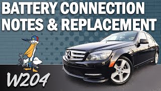 MercedesBenz W204 CClass Battery Replacement and Connection Notes [upl. by Chanda547]