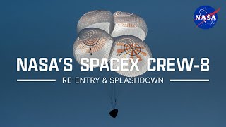 NASA’s SpaceX Crew8 Reentry and Splashdown [upl. by Lyrrehs203]