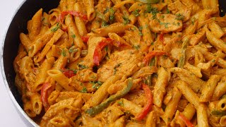 Chicken Fajita PastaQuick And Easy Recipe By Recipes Of The World [upl. by Housen]