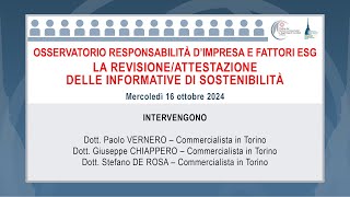 Osservatorio responsabilità impresa e fattori ESG Revisioneattestazione informative sostenibilità [upl. by Shiri]