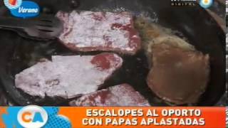 Escalopes al oporto con papas aplastadas [upl. by Guillema]