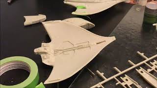 Romulan Warbird build part 4  Looking at fit gaps sanding and putty [upl. by Tdnaltroc428]