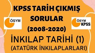 KPSS TARİH ÇIKMIŞ SORULAR 20082020  İNKILAP TARİHİ ATATÜRK İNKILAPLARI [upl. by Hey]