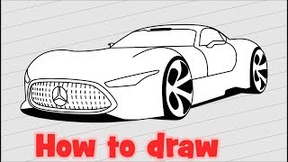 How to draw Mercedes Benz AMG Vision Gran Turismo [upl. by Barnie234]