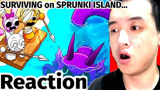 Reacting to SURVIVING on SPRUNKI ISLAND Cartoon Animation by GameToons [upl. by Hoye523]