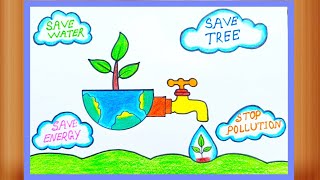 World Water Day Poster Drawing  Water day drawingHow to draw water day poster easy step by step [upl. by Edina270]