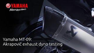 Yamaha MT09 Akrapovič exhaust dyno testing [upl. by Yebot]