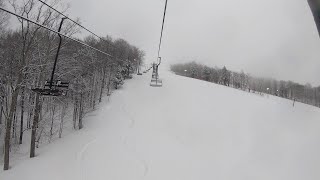 Double Riblet River Chairlift at Marquette Mountain [upl. by Erdnuaed]