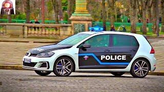 Nouvelle Voiture de Police en Urgence  Sirène Américaine VW Golf GTE Paris [upl. by Ancel]