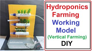 hydroponics farmingagriculture working model vertical  inspire science project  howtofunda [upl. by Fleta315]