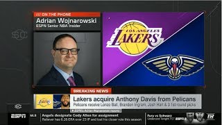 BREAKING NEWS Lakers acquire Anthony Davis from Pelicans  ESPN SC [upl. by Nitsoj441]