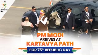 PM Modi arrives at Kartavya Path for 75th Republic Day [upl. by Elisa]