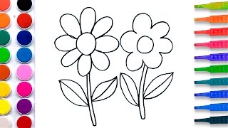 Flowers Coloring Pages Salt Painting  Fun Art Learning Colors Video [upl. by Dorine]