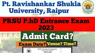 PRSU PhD Entrance Exam DateVenueAdmit Card [upl. by Dent909]