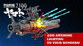 LIGHTING TEST Space Battleship Yamato 2199  Lego MOC Bricklink Studio [upl. by Enoch]